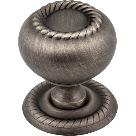 Jeffrey Alexander 1-1/4" Diameter Brushed Pewter Rope Rhodes Cabinet Knob S6060BNBDL